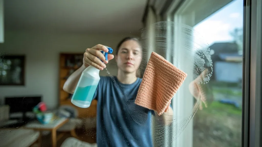 Best solution to clean windows using spray and microfiber cloth on glass