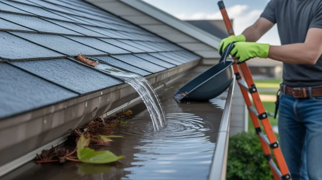How Often Should I Clean Gutters overflowing gutter with water spilling due to blockage