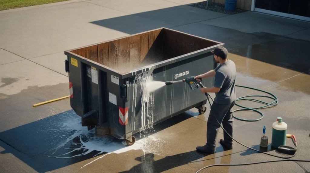 How to Clean a Dumpster with outdoor pressure washing and cleaning solution