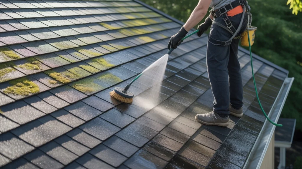 How to Clean Roof Shingles with a soft wash cleaning method
