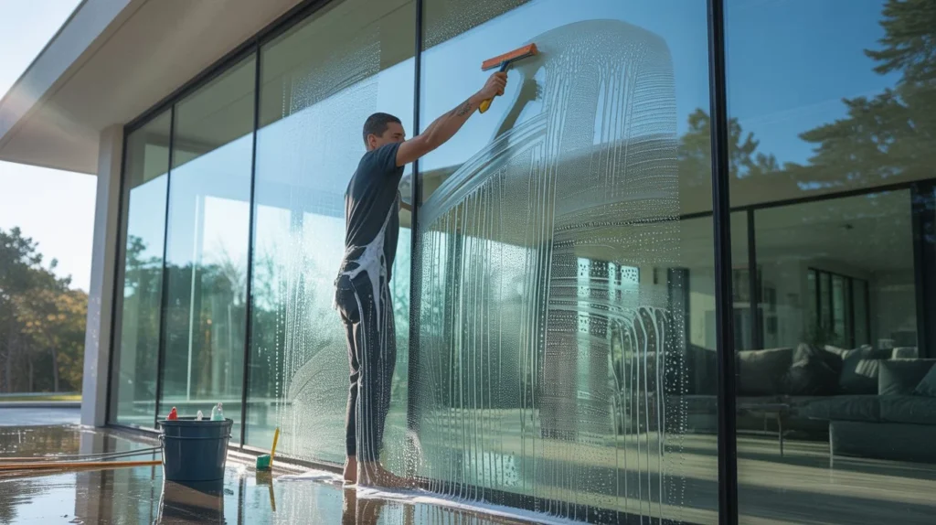 How to Clean Windows using professional tools and a squeegee for streak-free shine
