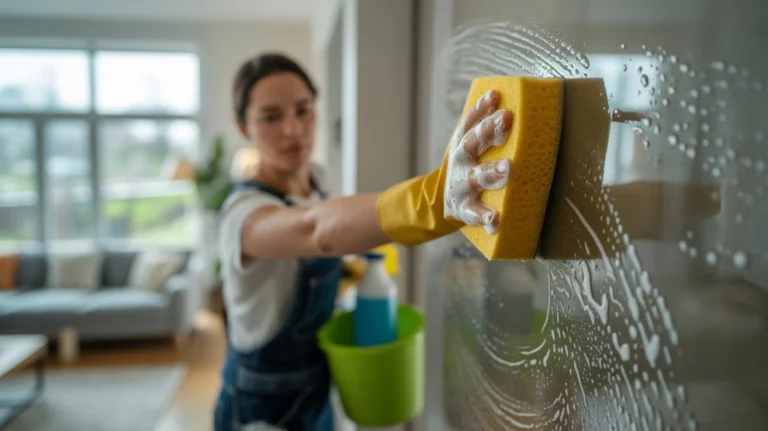 How to wash walls in house using sponge and cleaning solution