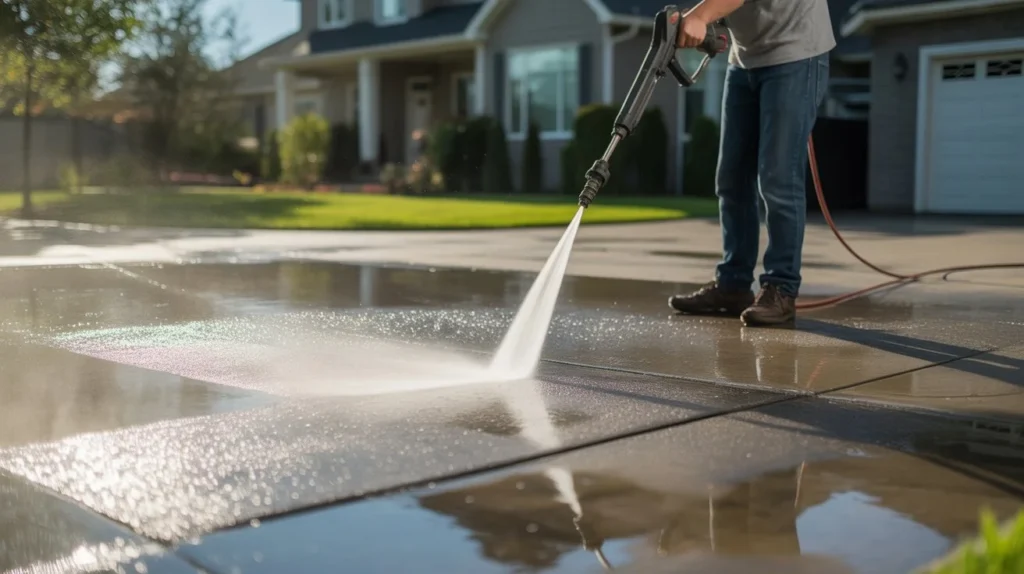 Is Pressure Washing Driveway Illegal? driveway power washing outside modern home