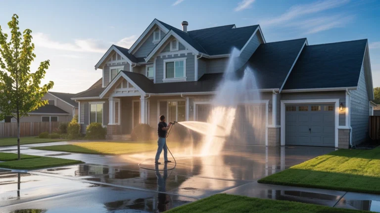 What Is the Best Time to Power Wash a House during a sunny evening driveway cleaning