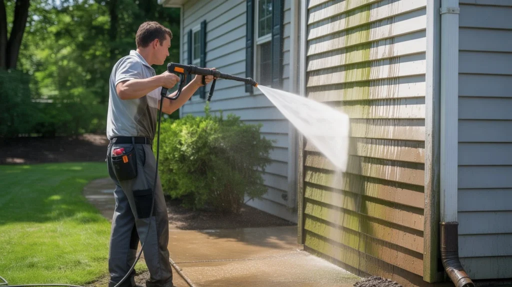 How do professionals clean houses so fast with expert pressure washing service cleaning dirty house siding