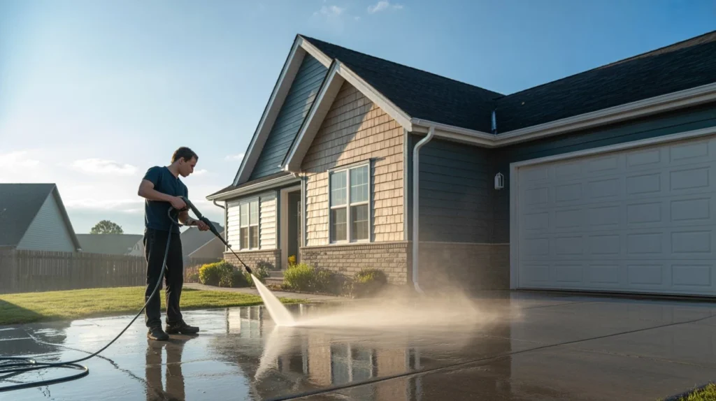 What Is the Best Time to Power Wash a House with professional driveway pressure washing