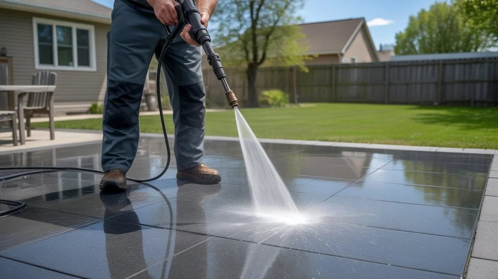 Can You Pressure Wash Granite using a high-pressure nozzle on dark granite tiles